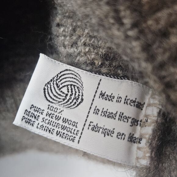 Samband of Iceland Vtg Wool Crop Cardigan Sweater Herringbone Chunky Knit XL - Picture 9 of 9